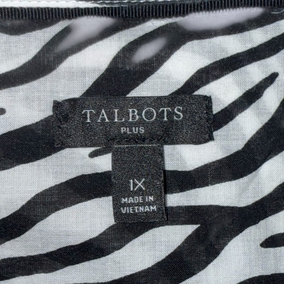 TALBOTS BUTTON FRONT ZEBRA SHIRT - Plus 1X Black/White - Picture 6 of 13